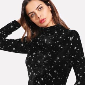NWOT VELVET STAR GLAM TOP